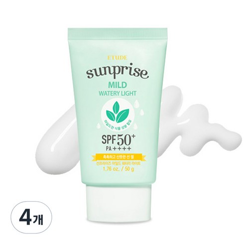 에뛰드 선프라이즈 마일드 워터리 라이트 SPF50+ PA++++, 50g, 4개