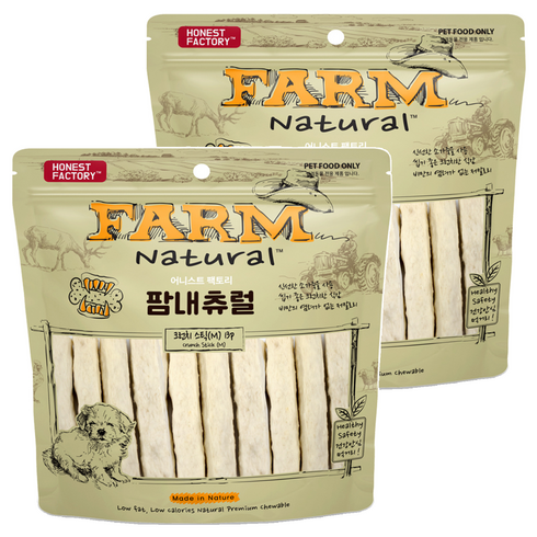 FARM 강아지 내츄럴 크런치스틱 발포 덴탈껌 M 13p, 360g, 2개, 우유