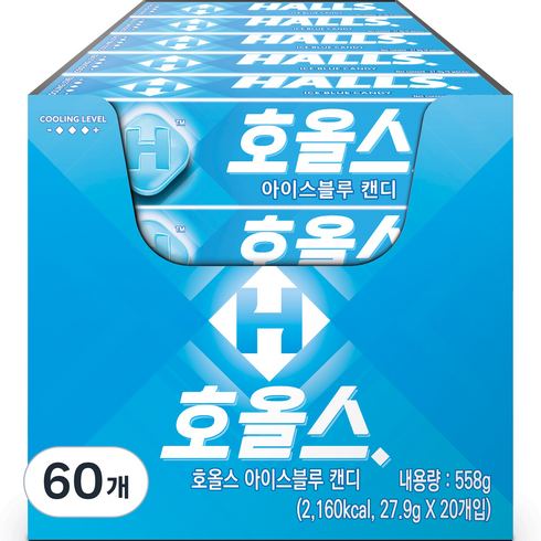 호올스 스틱 아이스블루 캔디, 27.9g, 60개