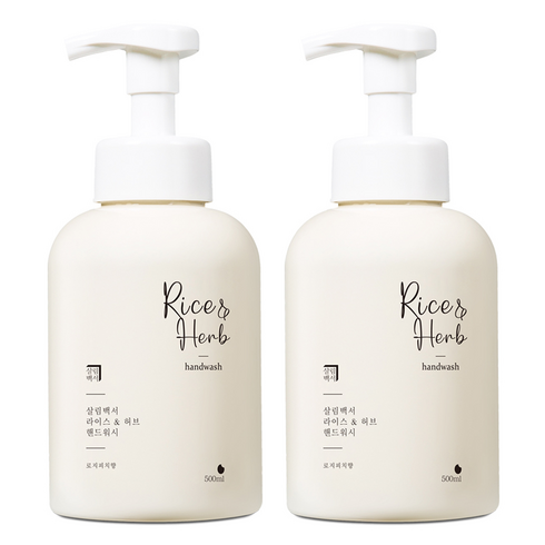 살림백서 라이스 앤 허브 핸드워시 로지피치, 2개, 500ml