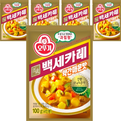 백세카레 - 오뚜기 백세 카레 약간매운맛, 100g, 5개