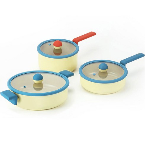 2023년 가성비 최고 네오플램 대니쉬 - 네오플램 인덕션 대니쉬 3종 세트, 옐로우, 편수냄비 18cm + 멀티팬 20cm + 전골냄비 24cm