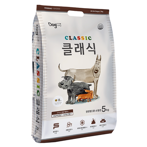 강아지사료3kg - 도그랑 전연령 중소형견 클래식 건식사료, 닭, 5kg, 1개