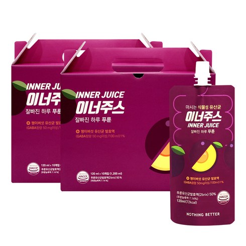 낫띵베럴 이너주스 유산균 푸룬주스, 120ml, 20개