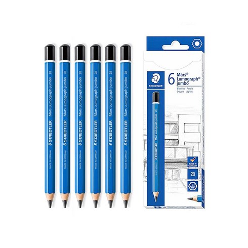 스테들러점보 - 스테들러 마스 루모그라프 점보 연필 100J-2B, 혼합 색상, 6개입