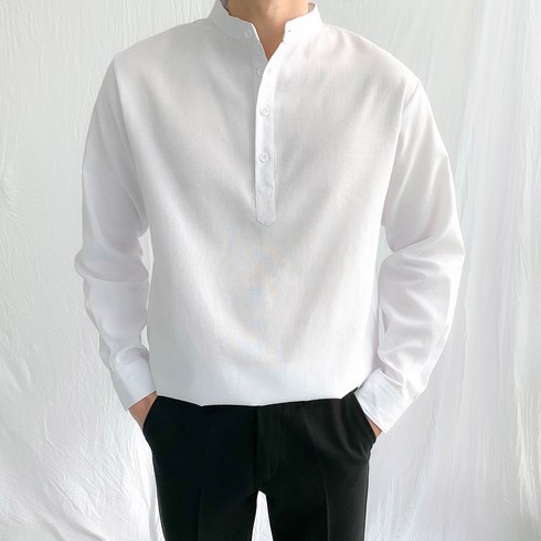 2023년 가성비 최고 남자오피스룩 - 제이에이치스타일 남성용 데일리 옥스포드 헨리넥 셔츠 JMROK166
