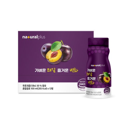 내츄럴플러스 가벼운 쾌감 즐거운 변화 푸룬 주스, 100ml, 12개