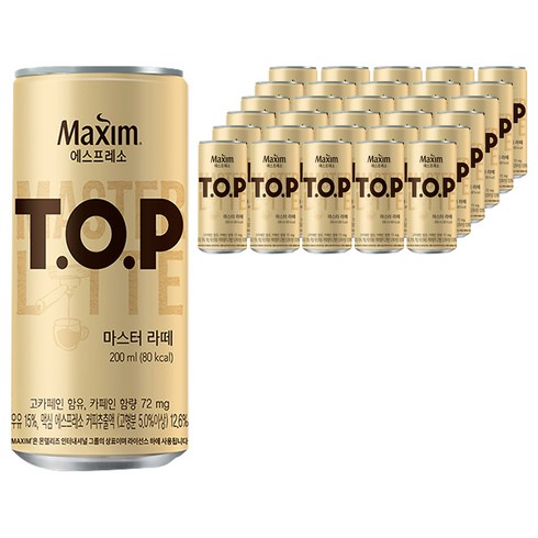 top커피 - TOP 맥심 T.O.P 마스터 라떼, 200ml, 72개