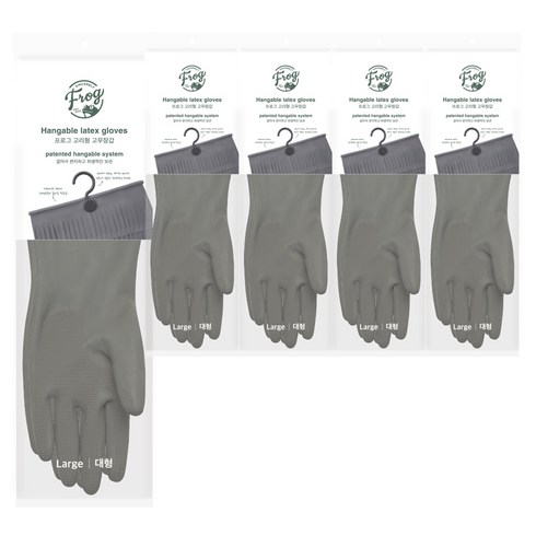 프로그 고리형 고무장갑 대형, 그레이, 대(L), 5개