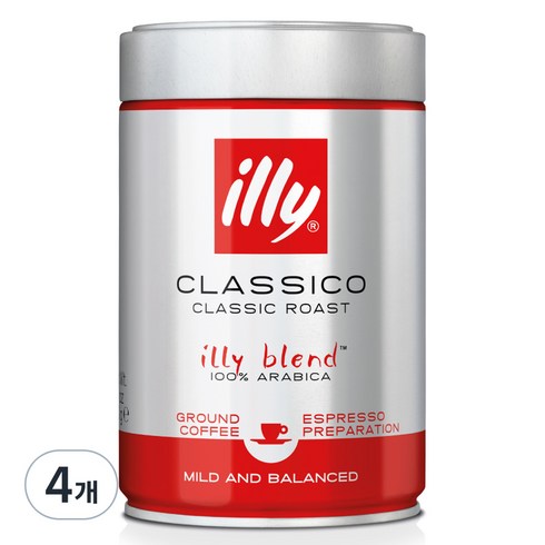 일리 클라시코 분쇄커피, 에스프레소, 250g, 4개