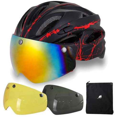 켈리마 자전거 고글 헬맷 + 고글 3p, 블랙레드