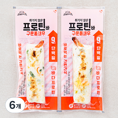 고래사어묵 프로틴바 구운통새우, 90g, 6개