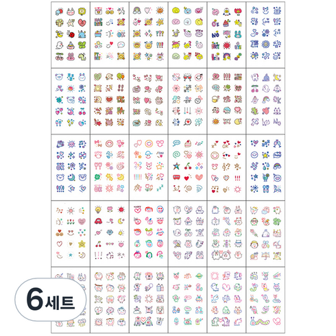 문신 헤나 레터링 타투 스티커 팬시 30종 세트, 혼합색상, 6세트