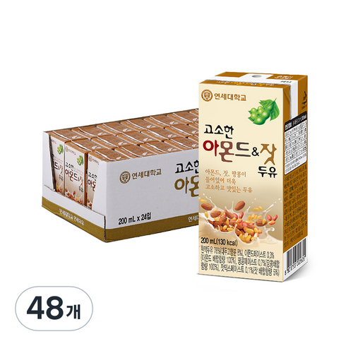 연세두유 아몬드 앤 잣 두유, 200ml, 48개