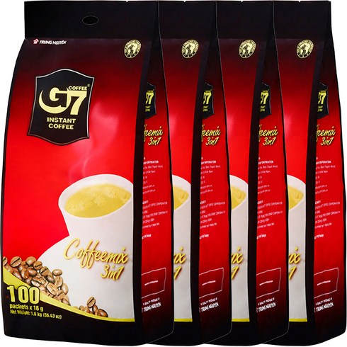 G7 3in1 커피믹스 수출용, 16g, 100개입, 4개