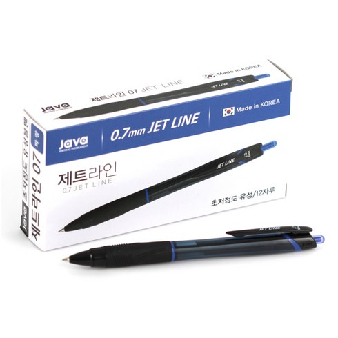 자바펜 0.7mm 제트라인 펜, 블루, 12개