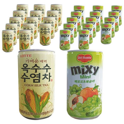 롯데 가벼운매력 옥수수 수염차 175ml x 15p + 델몬트 믹시 미니 백포도 & 복숭아 175ml x 15p, 1세트