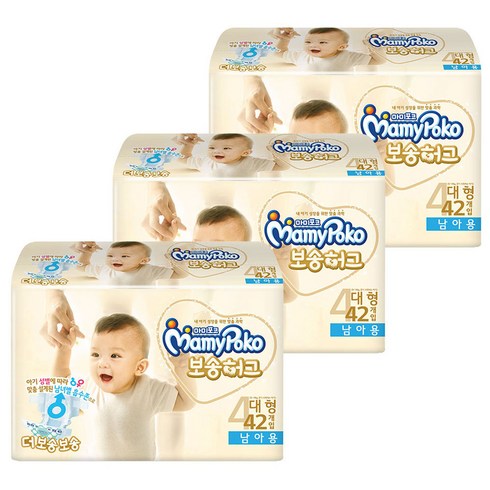 마미포코 보송허그 밴드형 기저귀 남아용 대형 4단계(9~14kg), 126매