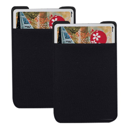 카드케이스 - 신지모루 파스텔 파우치 접착식 카드 케이스, Black, 2개입