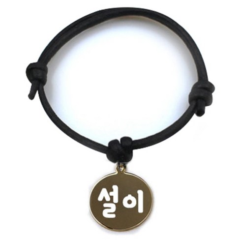 펫츠룩 굿모닝 블랙 반려동물 목걸이 S + 메탈원형 팬턴트 M, 골드(설이), 1개