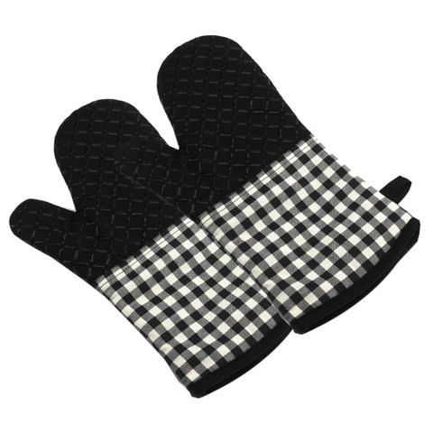 스토어33 체크 미끄럼방지 주방 오븐장갑, C, 2개