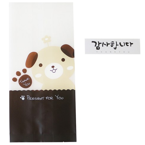 황씨네도시락 M봉투 강아지 100p + 캘리 감사합니다 스티커 화이트 100p, 1세트