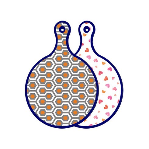 로엠디자인 블루에디션 양면 원형 서빙도마 보드 샤이닝패턴, 연분홍색러브, 1개