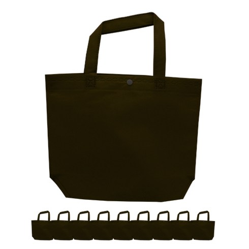 도나앤데코 똑딱이 손잡이 부직포 쇼핑백 대 45 x 36 cm 브라운, 1개입, 10개