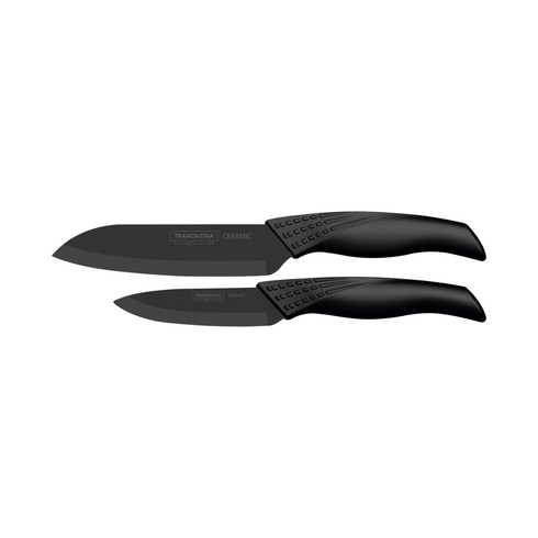 트라몬티나 아쿠라토 칼 2p세트 블랙 24199090, 1세트, Paring knife 7.6cm +chef's knife 17.8cm