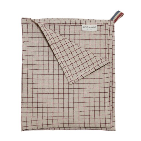 2023년 가성비 최고 테이블매트 - 디케이홈 린넨 30수 내츄럴 키친크로스, 체크 레드, 1개