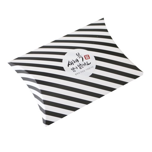 황씨네도시락 반달상자 스트라이프 블랙 30p + 새해복 스티커 원형캘리 30p, 혼합 색상, 1세트