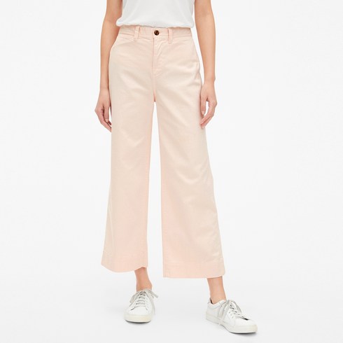 갭 여성용 하이 웨이스트 와이드 레그 크롭 치노 팬츠