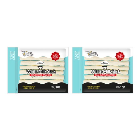 ANF 로하이드 화이트 밀크 스틱 강아지 간식 10p, 밀크파우더, 2개