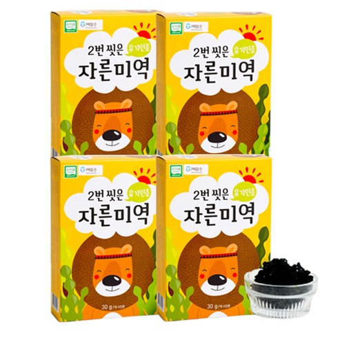 2023년 가성비 최고 유기인증 미역 다시마 - 바다모음 2번 씻은 유기인증 자른미역 30g, 미역맛, 4개