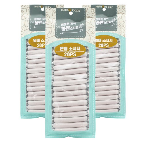 헬로도기 강아지 참좋은간식 하얀소시지 20p, 연어맛, 180g, 3개