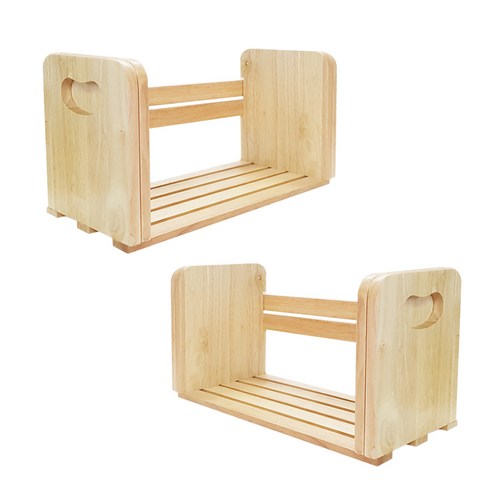 카멜 슬라이드 길이조절 원목 책꽂이 2p