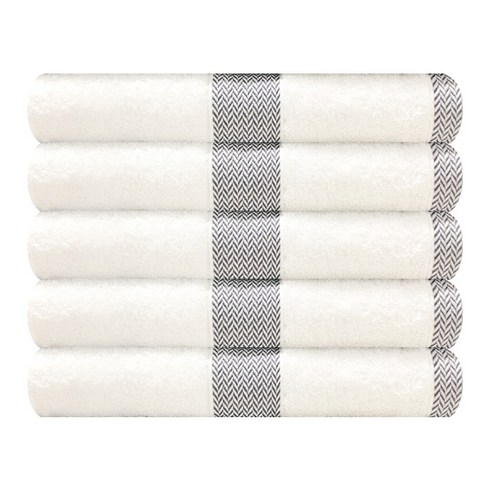 송월타월 CM헤링본 라인50 바스 수건 250g 뱀부얀 혼방사, 아이보리, 5개