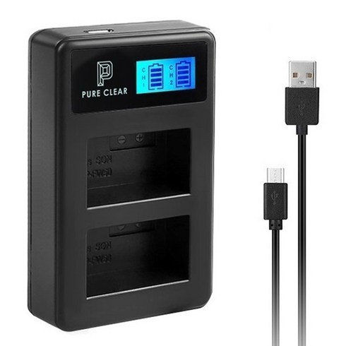 2023년 가성비 최고 lc-e12e - 퓨어클리어 캐논 배터리 LCD 듀얼 USB 호환충전기, LP-E12, 1개