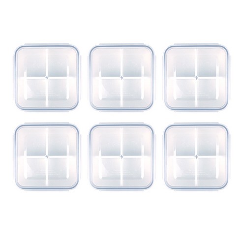 제오닉 나눔 정사각 찬통 4칸 1100ml, 6개, 단품