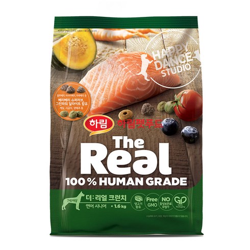 하림펫푸드 더리얼 크런치 시니어 강아지사료, 연어, 1.6kg, 1개