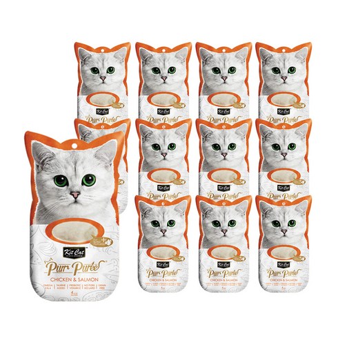 킷캣 갸르릉퓨레 고양이 간식 참치 60g, 닭가슴살 + 연어 혼합맛, 12개