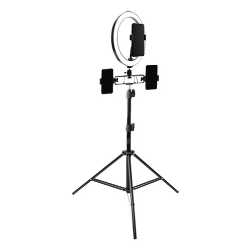 GUNU LED 개인방송 평면 링 라이트 26cm + 360도 회전 브라켓 + 휴대폰 외부클립 2p + 내부그립 + 듀얼 브라켓 + 삼각대 50cm + 파우치 세트, 1세트