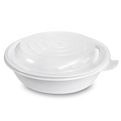 투고팩 일회용 원형 찜용기 대 300파이 4L + 뚜껑 세트, 50세트