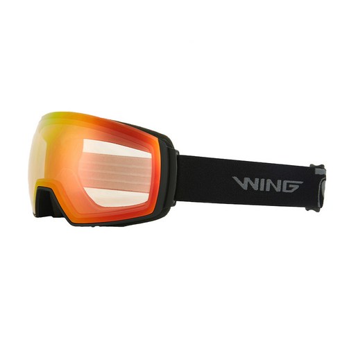 wing고글 - WING 여성 스키 보드 고글 더블렌즈 안경병용 주간, 블랙 + 레드