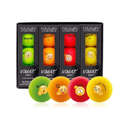 2023년 가성비 최고 골프공초 - 볼빅 VIMAT SOFT 만월이 캐릭터 골프공 4종 세트, 그린,오렌지,레드,옐로우, 1세트
