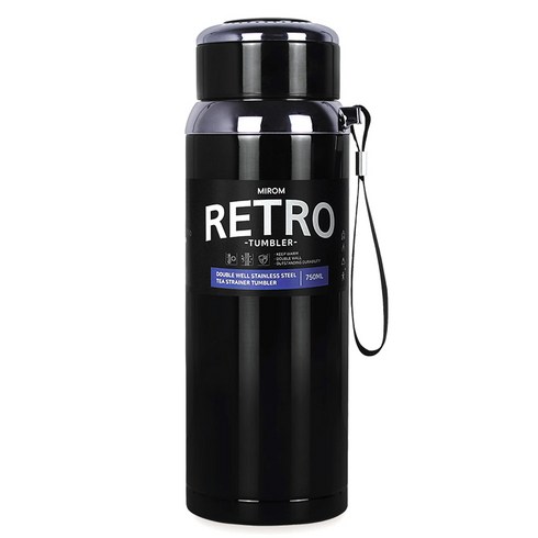 미롬 레트로 진공 스텐 텀블러, 블랙, 750ml