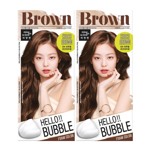 미쟝센 헬로버블 염색약, 초코브라운, 2개입