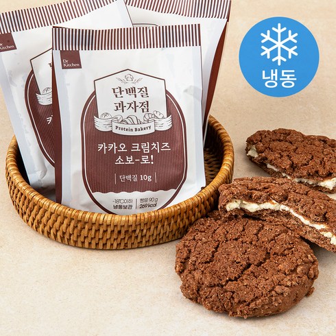 단백질과자점 카카오 크림치즈 소보로 (냉동), 90g, 3개