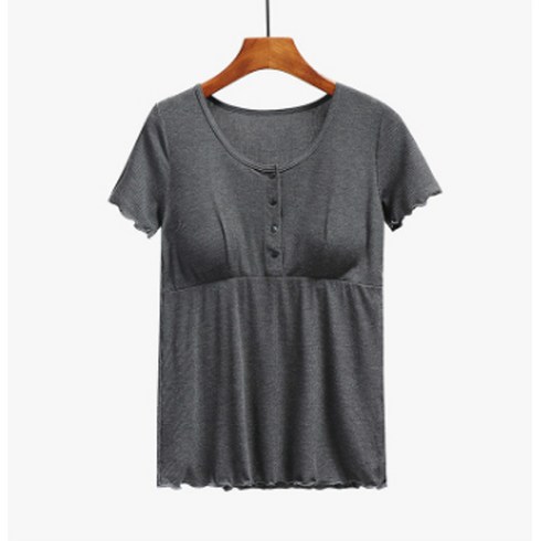 4단추 라운드 수유 티셔츠