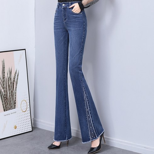 2023년 가성비 최고 나팔청바지 - 메이첼 여성용 큐빅 스판 반나팔 부츠컷 청바지 00468